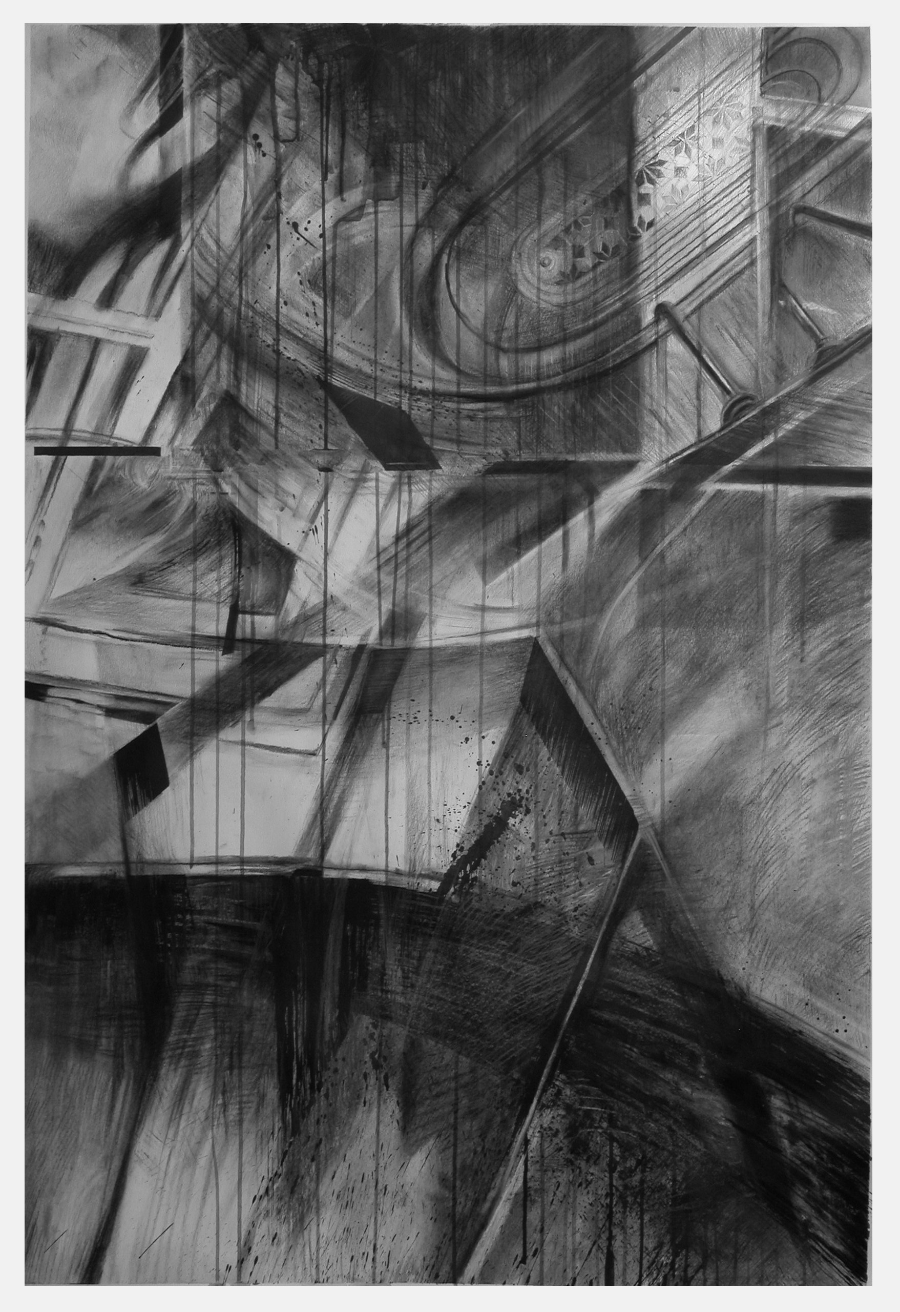 Fusions No.4 (BD), 2009, Mine de plomb, encre de Chine et fusain, 110 x 75 cm. Coll. artiste