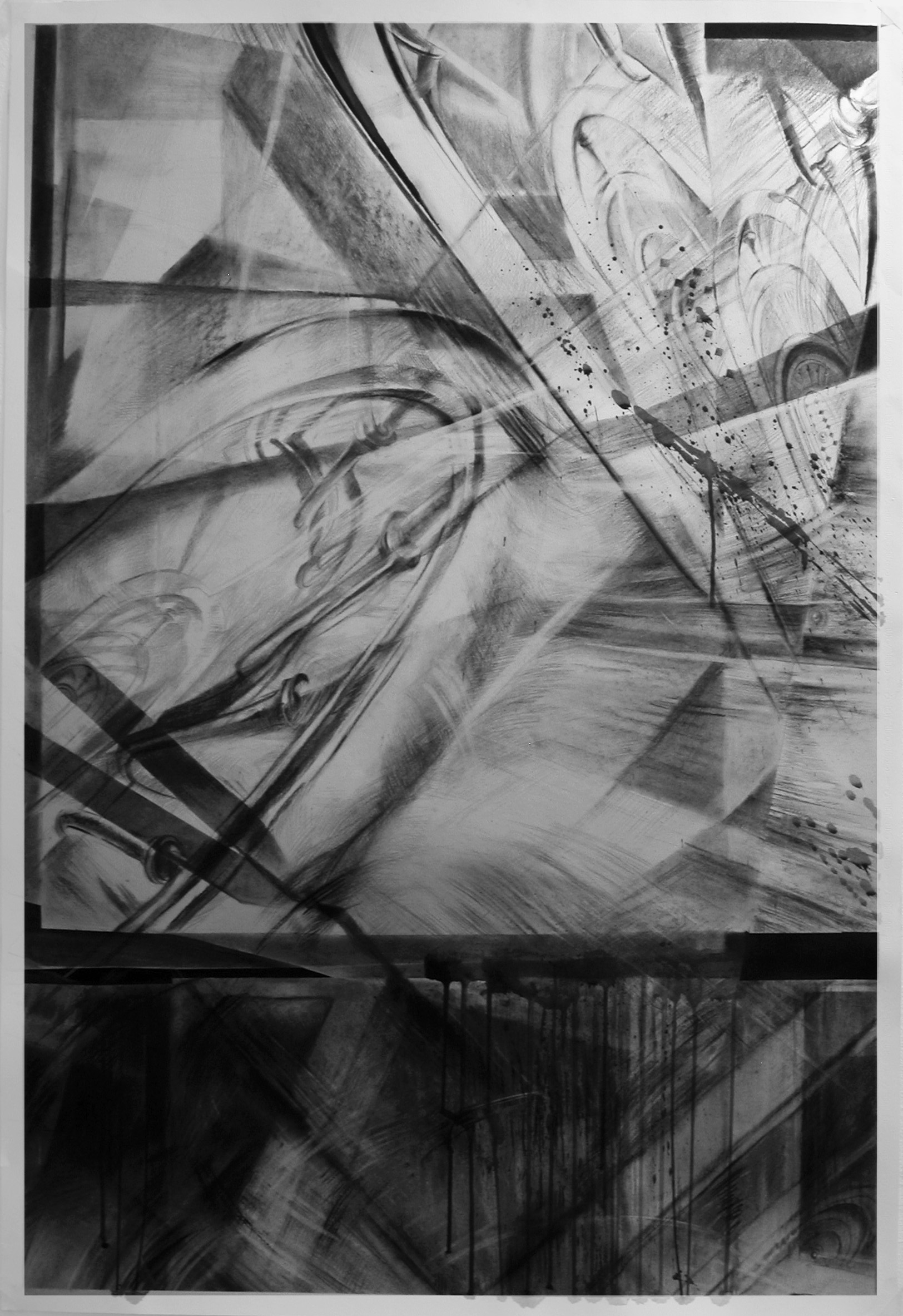 Fusions No.2 (HD), 2009, Mine de plomb, encre de Chine et fusain, 110 x 75 cm. Coll. artiste