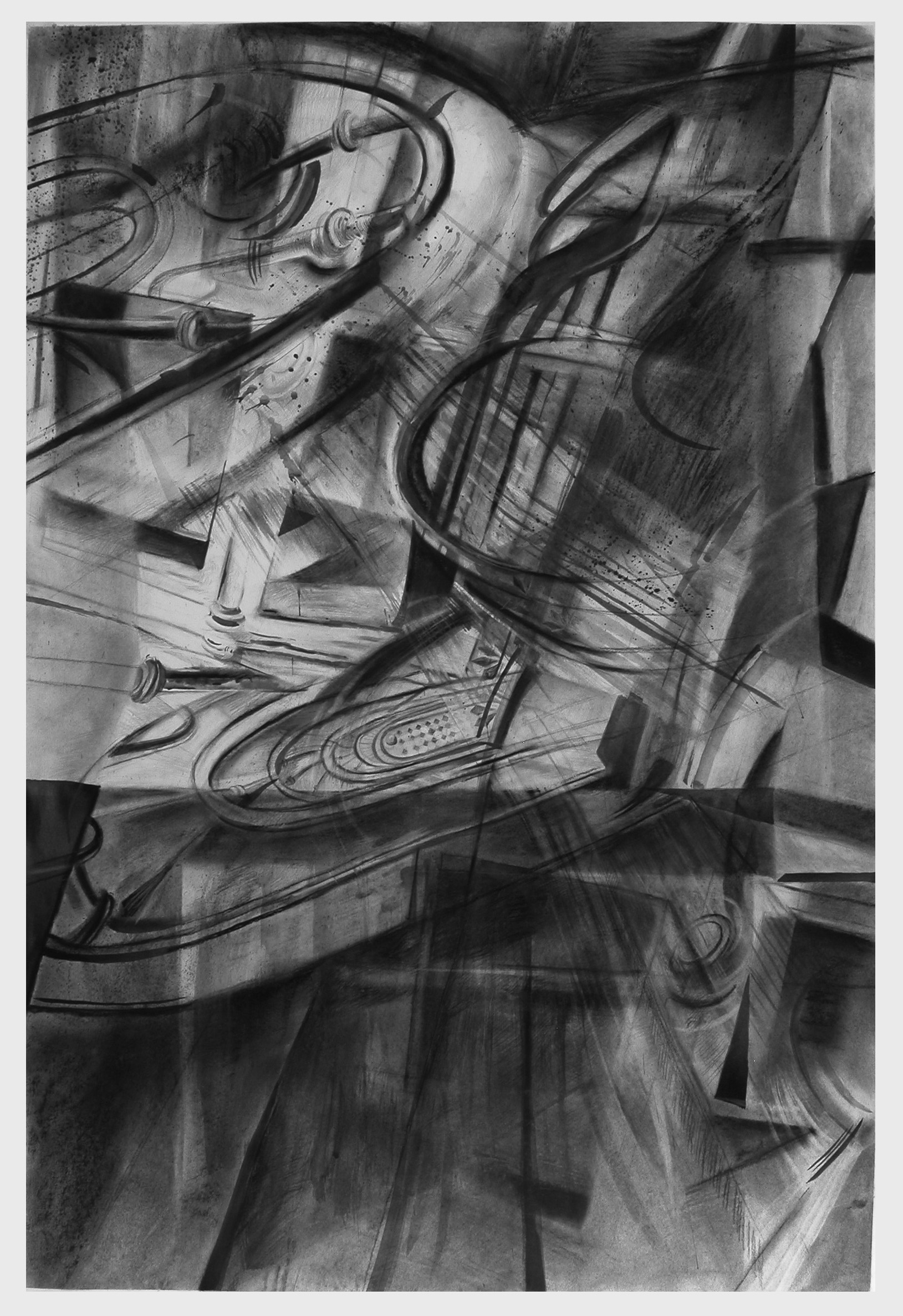 Fusions No.1 (HG), 2009, Mine de plomb, encre de Chine et fusain, 110 x 75 cm. Coll. artiste