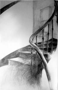 Escaliers - Extrait No.2, 2008. Crayon, graphite et fusain sur papier, 97 x 150 cm