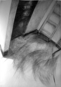 Escaliers - Extrait No.3, 2008. Crayon, graphite et fusain sur papier, 86 x 120 cm